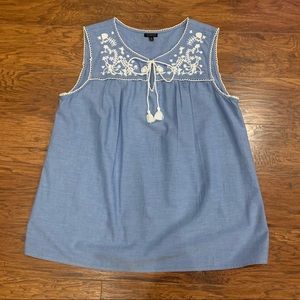 Talbots Embroidered Sleeveless Top Size Large